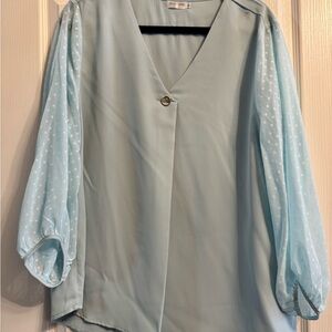 Elegant Light Mint Green V-Neck Blouse